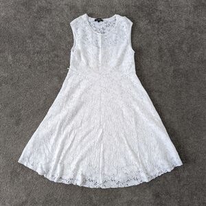 Attesa Maternity Women's Lace Fit & Flare Dress Size Large White Cotton